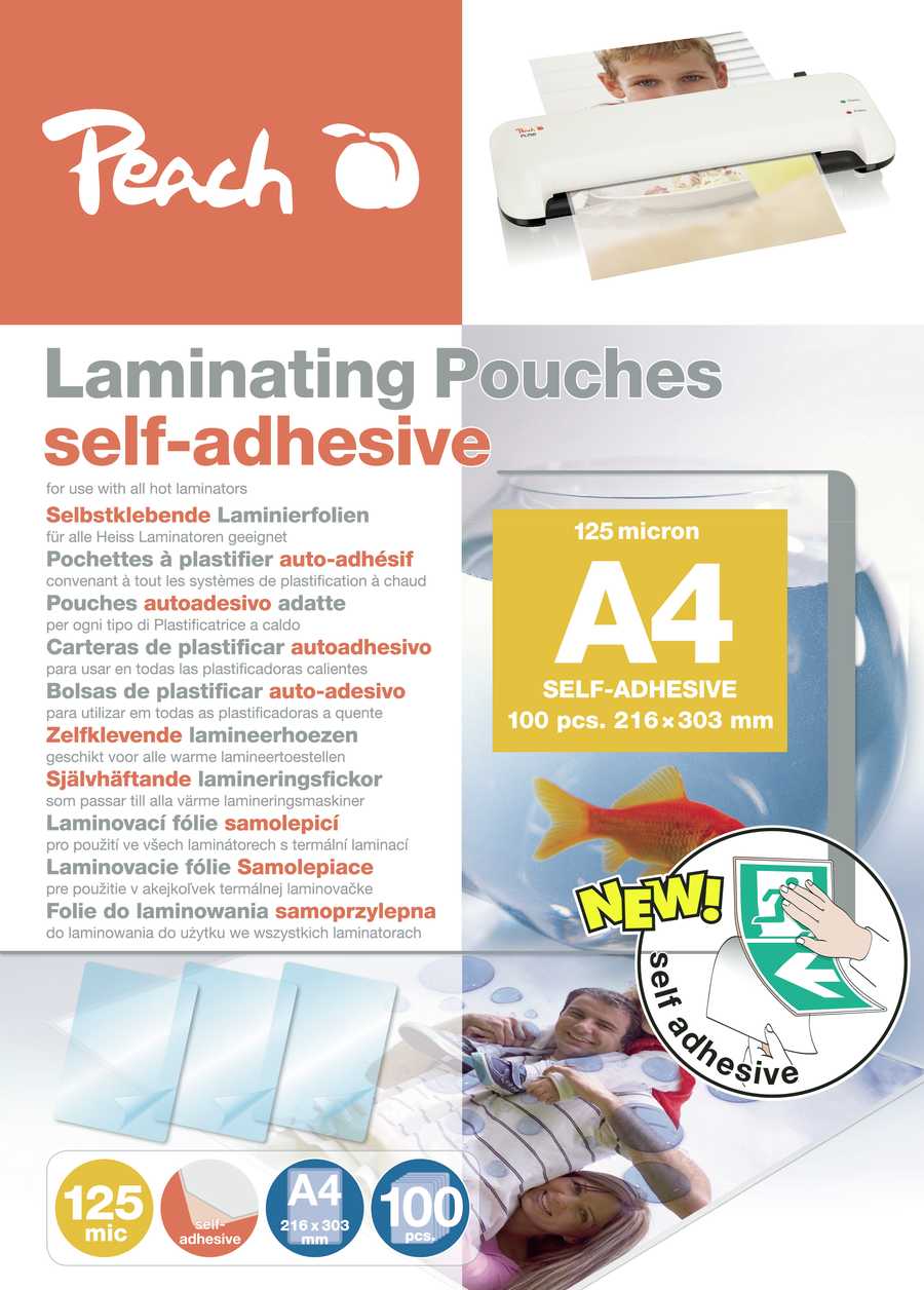Peach Laminierfolien A4 (303x216mm), 125mic selbstklebend