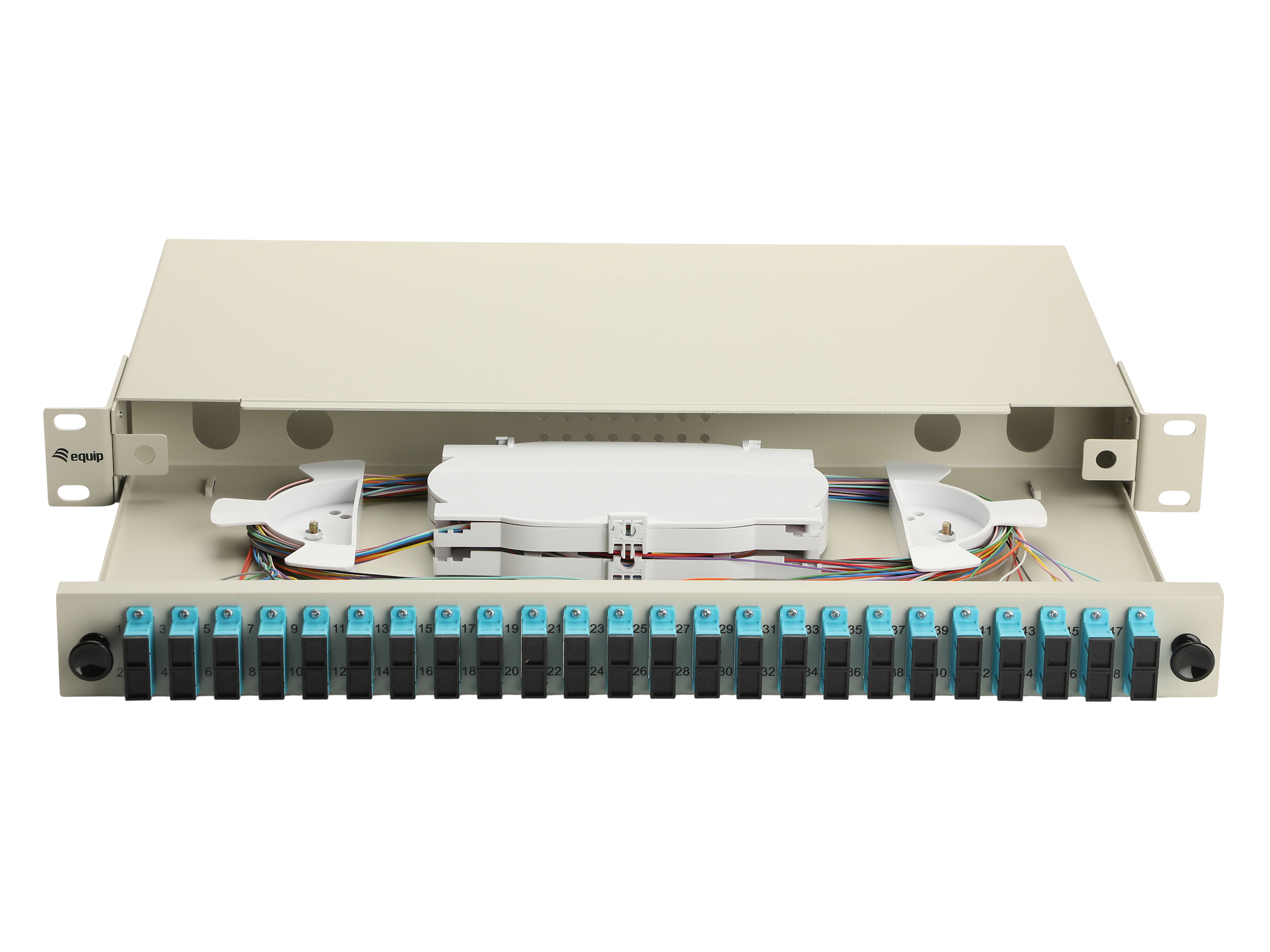 Equip LWL-Spleißkasten 24-Port SC-Duplex OM3 1U komplett gr