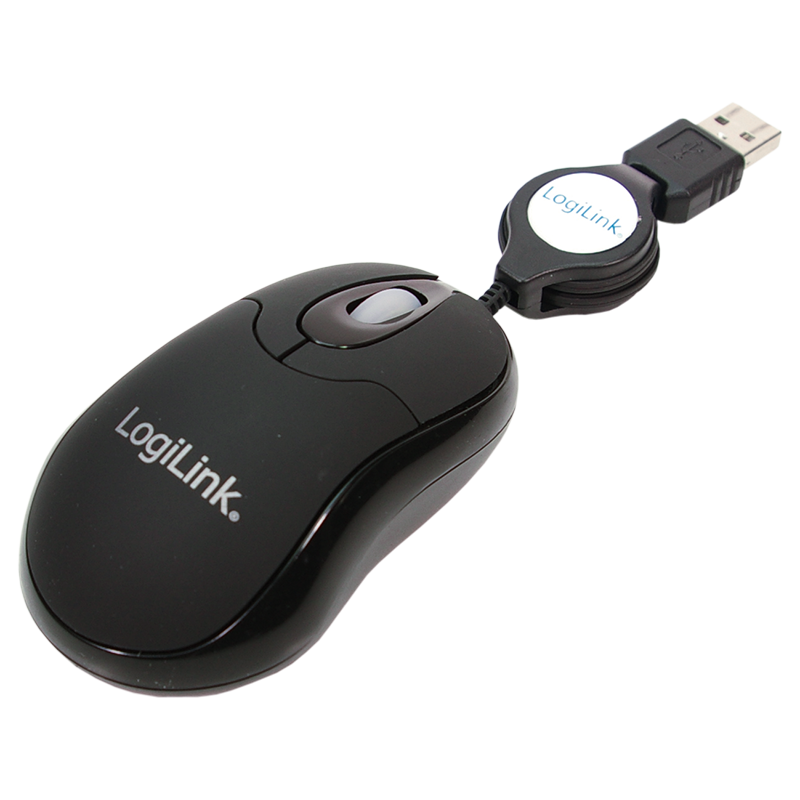 Logilink Maus USB Mini optisch 800dpi m. Kabeleinzug