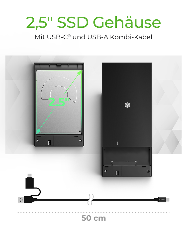 Geh. IcyBox USB 3.2 Gen1 Type-C für 2,5SSD