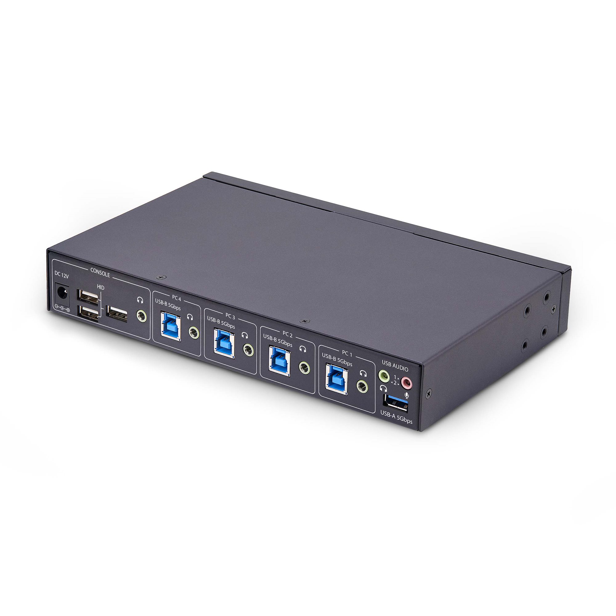 STARTECH.COM 4-Port KM Switch mit Maus-Roaming USB 3.0 Umschalter Tastatur und Maus Switch 3,5mm/USB Audio TAA Konform