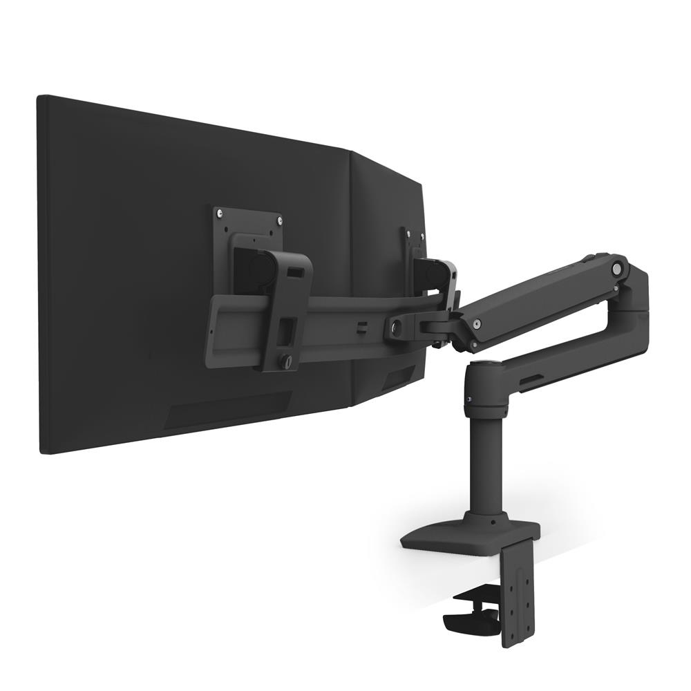 LX DESK DUAL DIRECT ARM 25IN MIS-D 10Y W MATTE BLACK