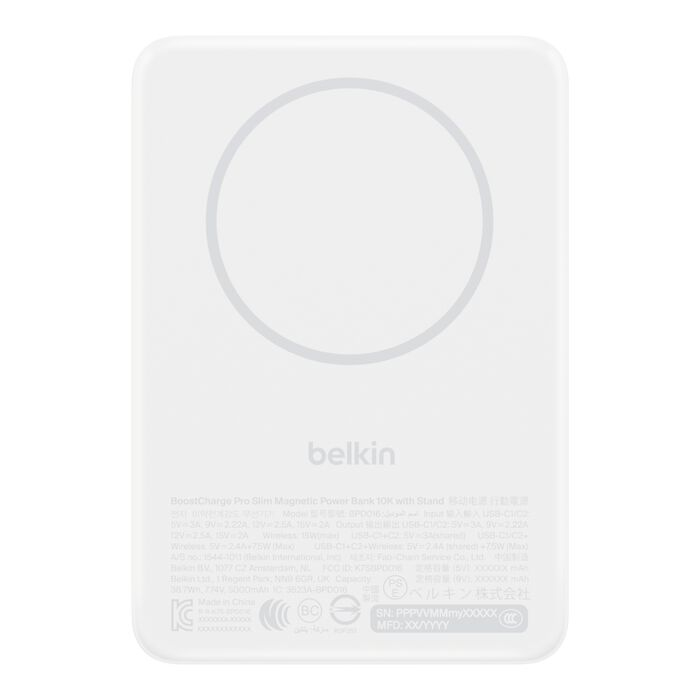 BOOSTCHARGE SLIM MAGNETISCHE PO BANK 10.000MAH QI2 15 W WEI