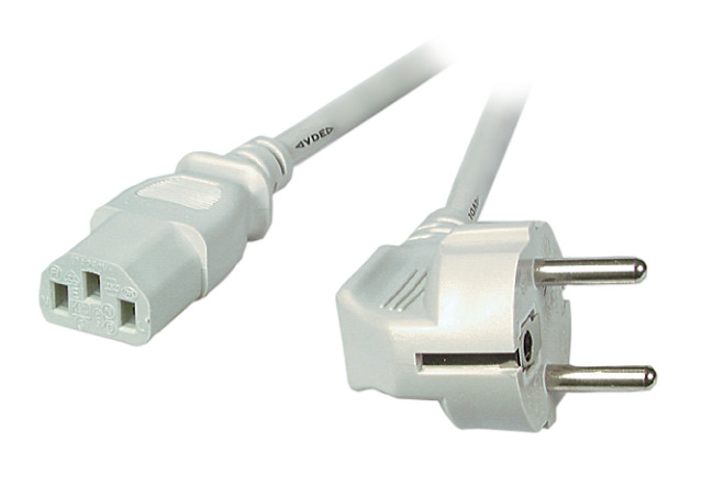 EFB Netzkabel Schutzkontakt 90°-C13 180°,grau,3.0m,3x1.00m