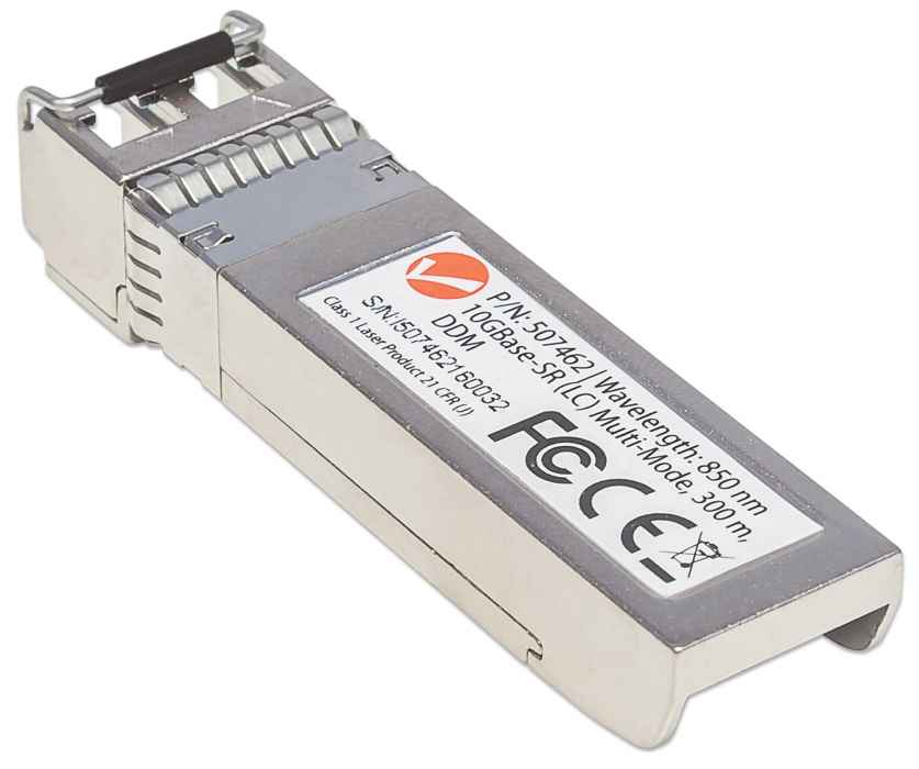 INTELLINET Gigabit SFP+ Mini-GBIC Transceiver 10GBase-SR (LC) Multi-Mode Port Reichweite bis zu 300m Wellenlaenge 850nm