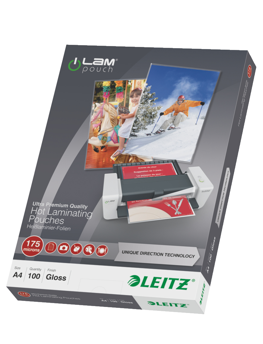 LEITZ Laminierfolien UDT glänzend für A4 175 micron, 100 St.