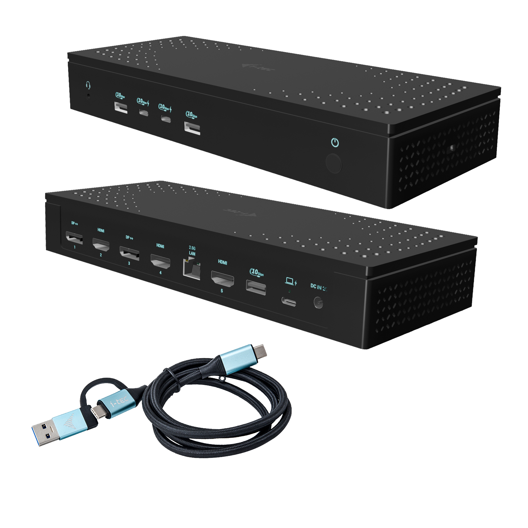I-TEC Universal 5x 4K Display DS 5x 4K 2x DP 3x HDMI 1x 2,5GLAN 2x USB-C Gen.2 3x USB 3.2 Gen.2 1x Audio/Mic Jack PD 100W KL