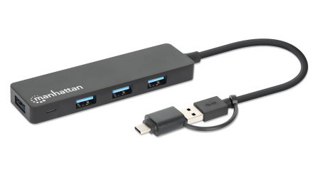 MANHATTAN 4-Port USB 3.0 Typ-C / Typ-A Kombi-Hub schwarz
