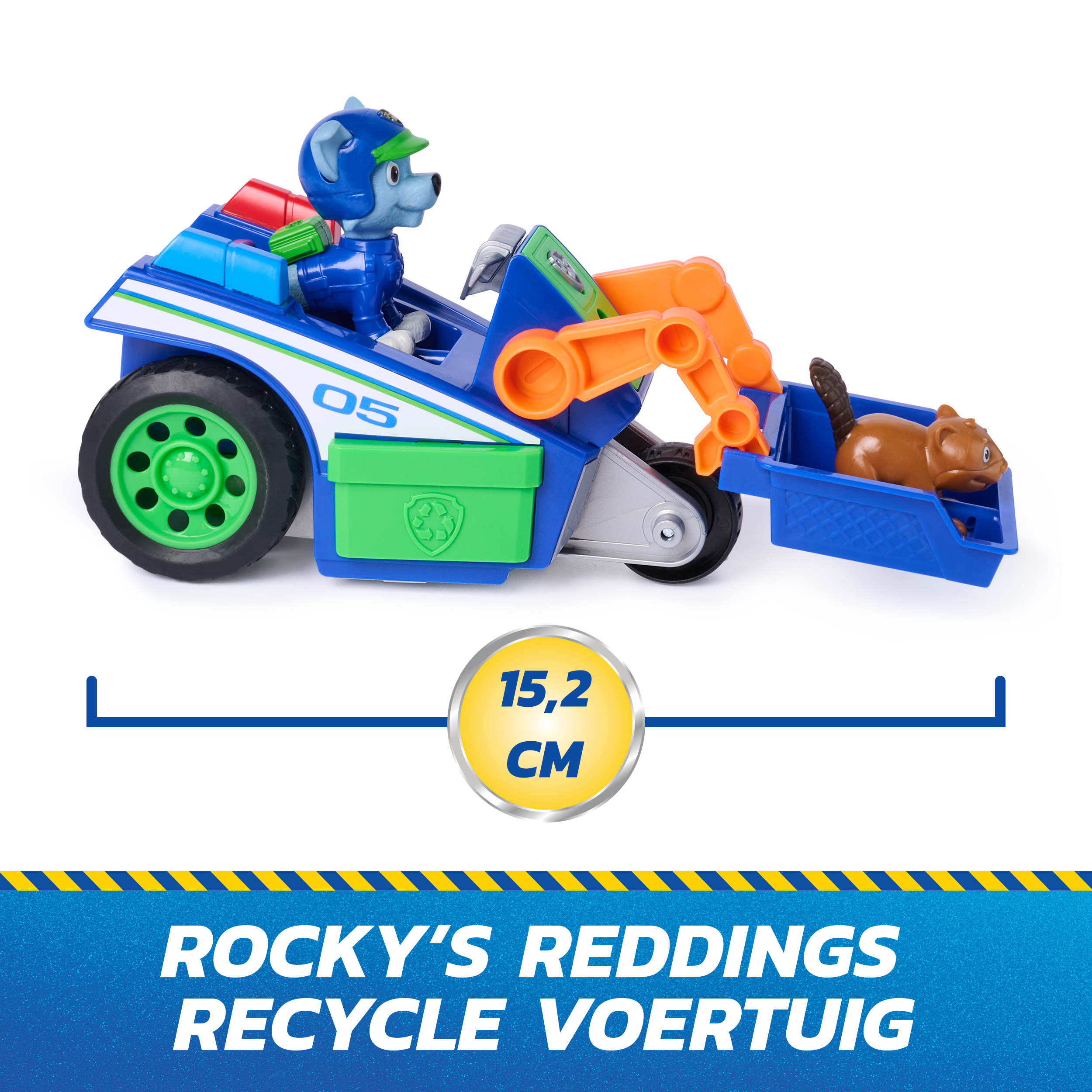 Paw Patrol - Search & Rescue: Rockys Recycling-Fahrzeug mit 2 Figuren, Spielfahrzeug