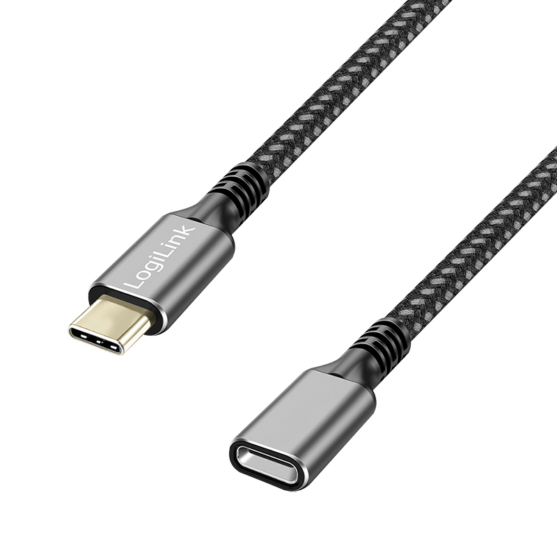 Logilink USB 3.2 Gen1 Typ-C-Kabel C/M > USB-C/F, PD, Alu, 2m