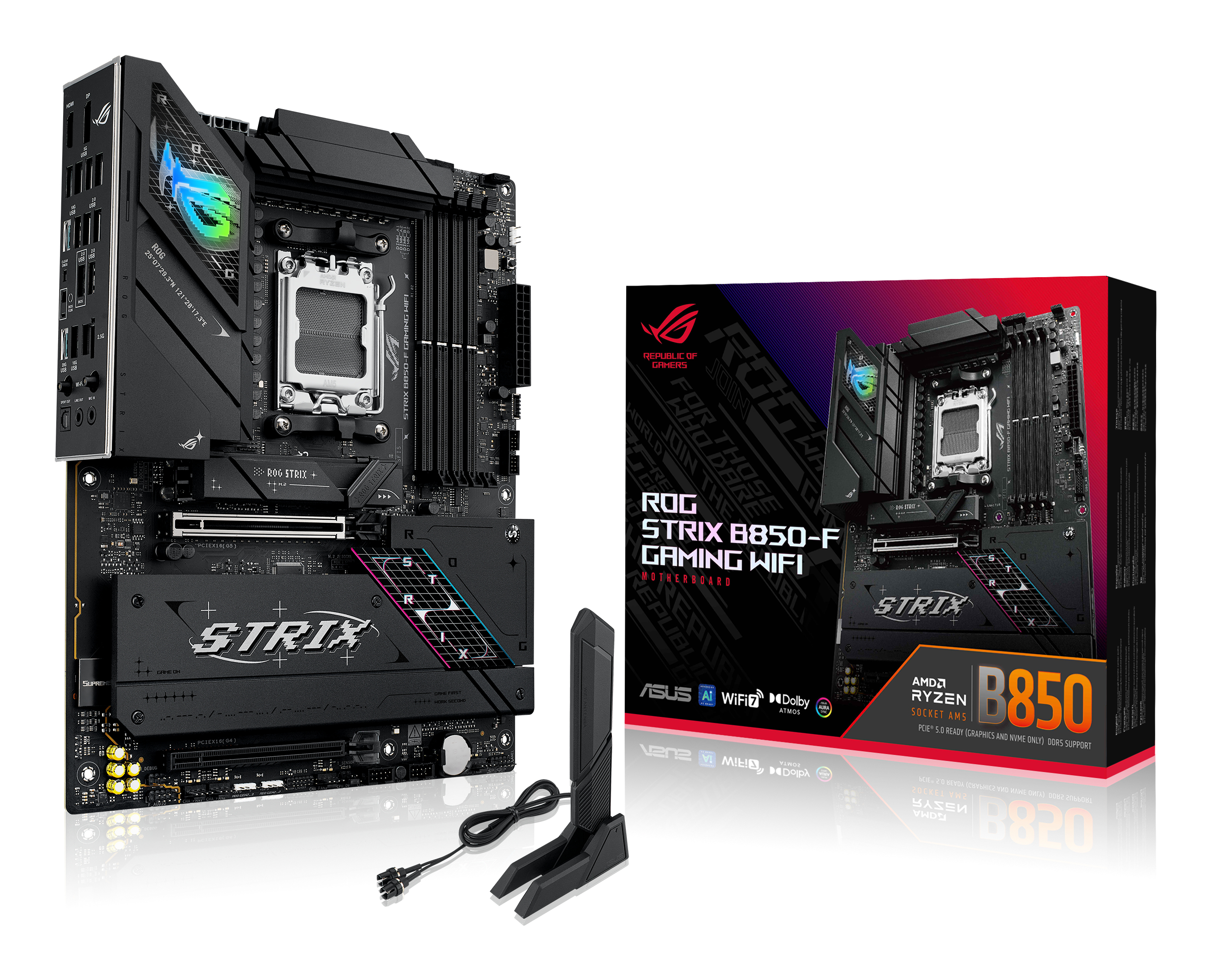 ASUS ROG STRIX B850-F GAMING WIFI AM5 DDR5 ATX MB 1xHDMI 1xDP 4xM.2 2xSATA