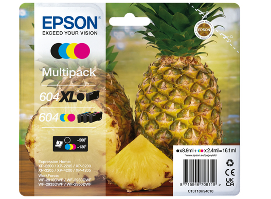 EPSON 604/604XL T10H94 (Ananas) schwarz, cyan, magenta, gelb Druckerpatronen, 4er-Set