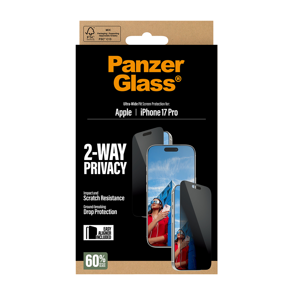 2-WAY PRIVACY SCREEN PROTECTOR IPHONE 17 PRO ULTRA-WIDE FIT W.