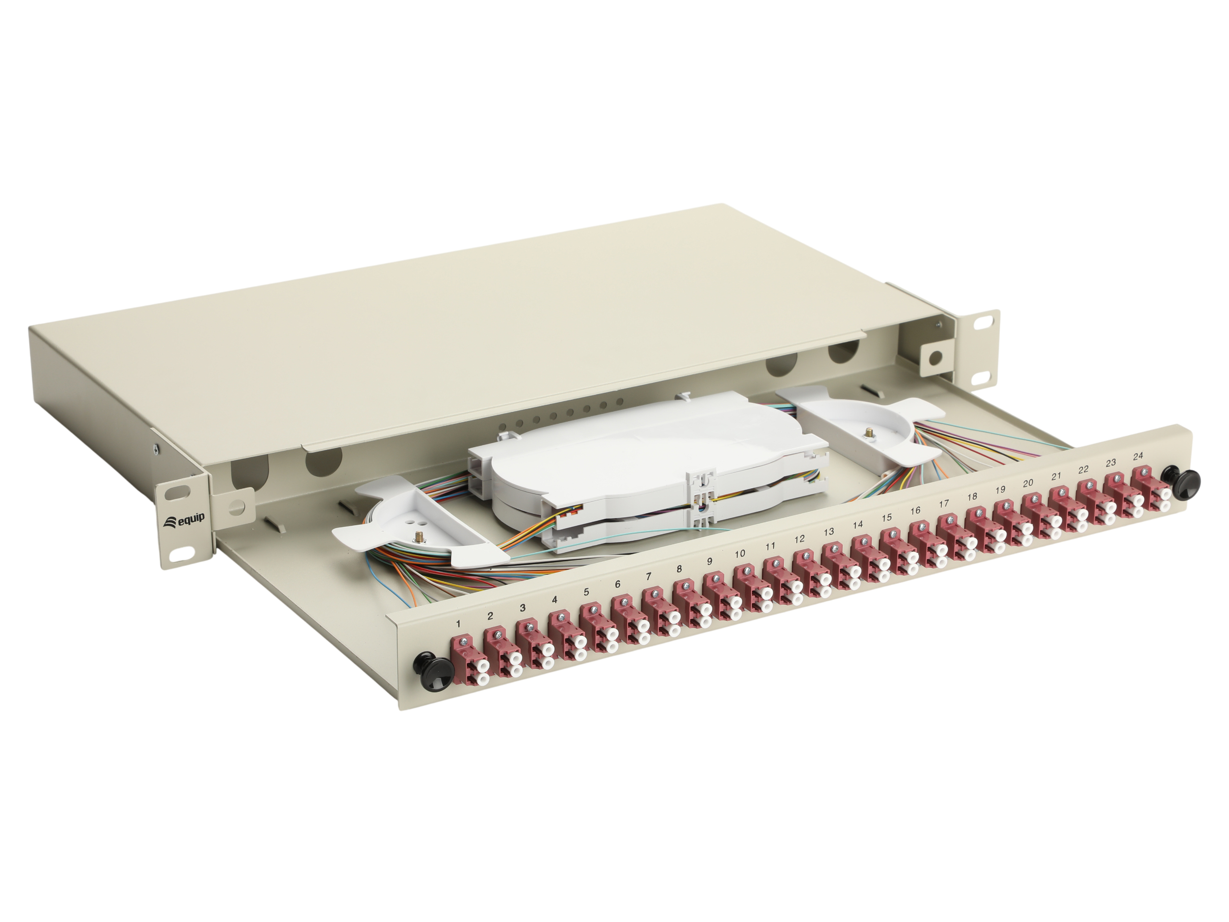 Equip LWL-Spleißkasten 24-Port LC-Duplex OM4 1U komplett gr