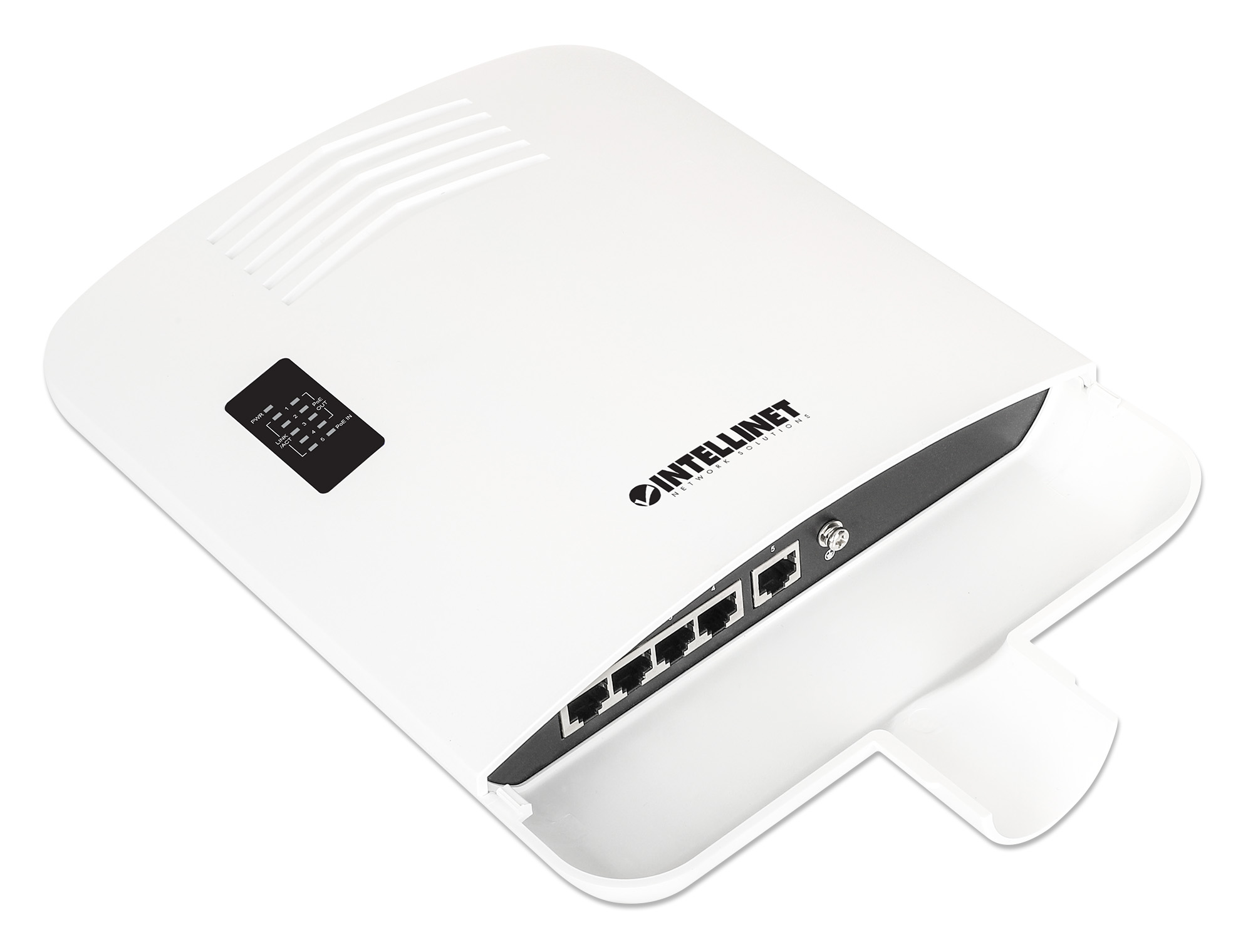 INTELLINET Outdoor PoE-Powered 5-Port Gigabit Switch mit PoE-Passthrough bis 90W Eingangsstrom 4-Port PoE+ Extender bis 100m IP65