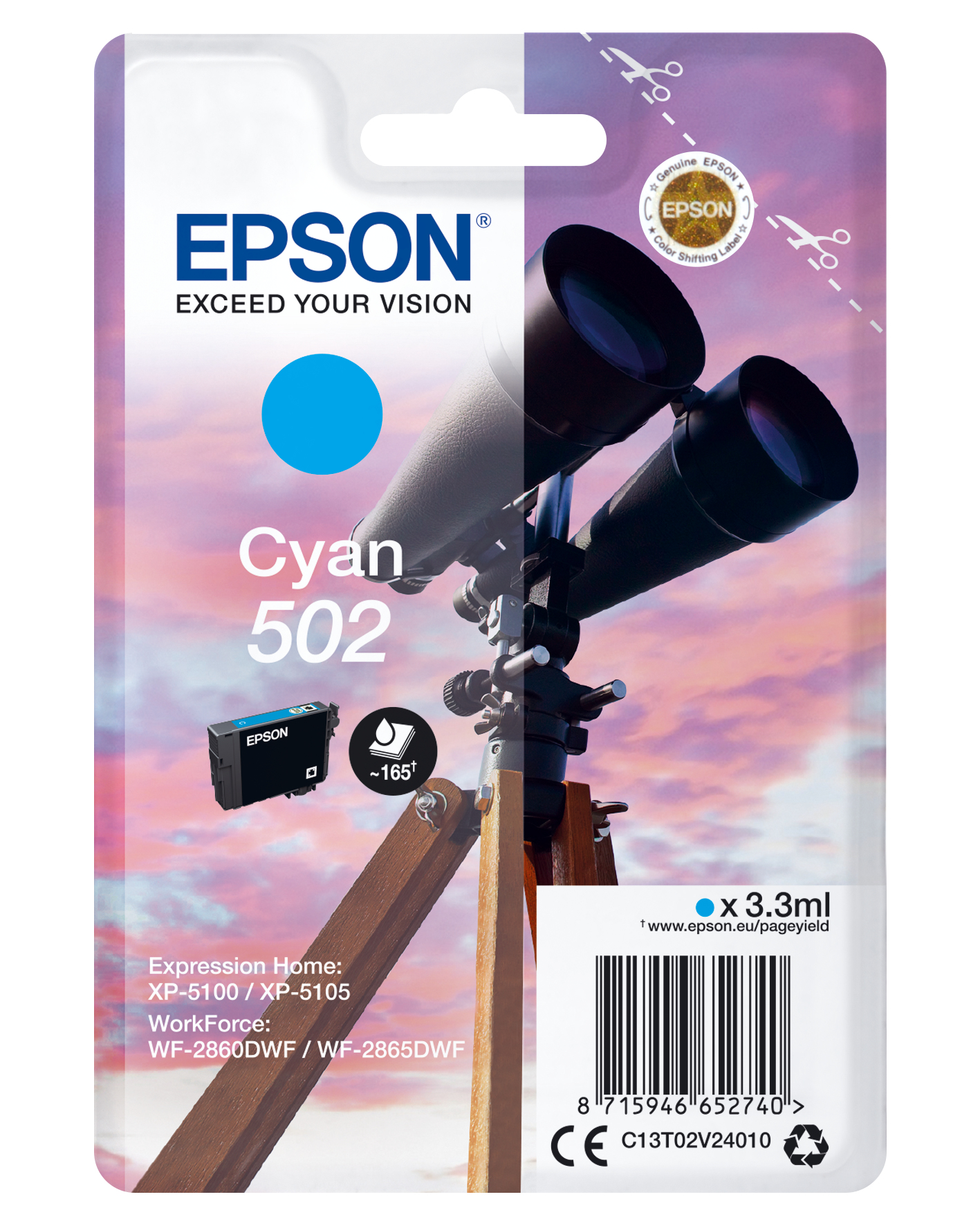 EPSON 502/T02V24 (Fernglas) cyan Druckerpatrone