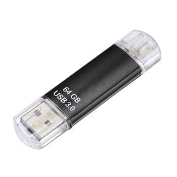 hama USB-Stick Laeta Twin schwarz 64 GB, 1 St.