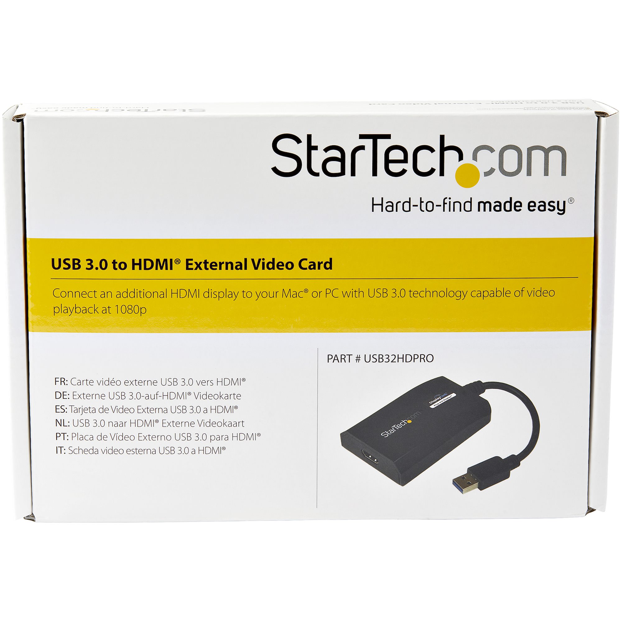 STARTECH.COM USB 3.0 to HDMI External Multi Monitor Video Graphics Adapter for Mac & PC - DisplayLink Certified - HD 1080p