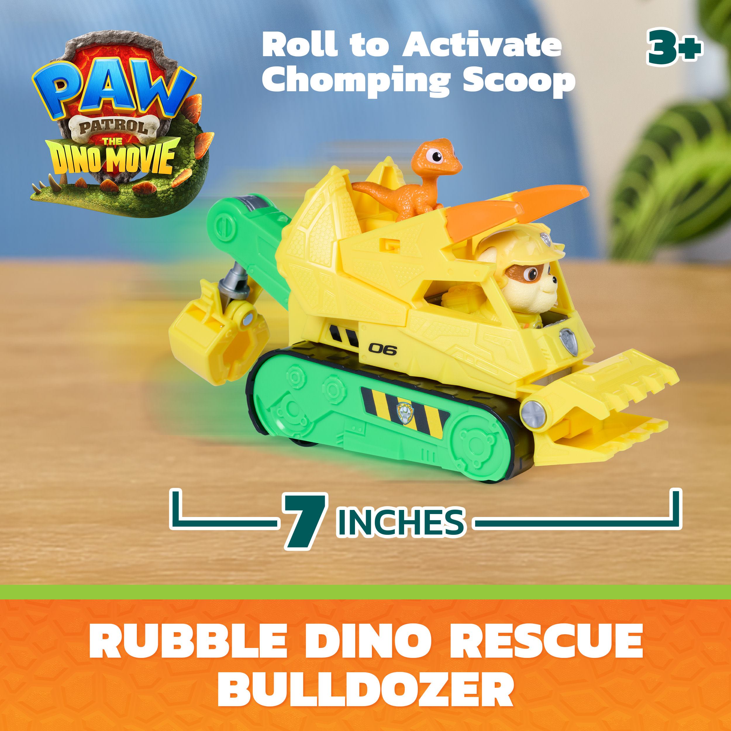 Paw Patrol: Der Dino Film - Rubbles Dino-Rettungs-Bulldozer, Spielfahrzeug