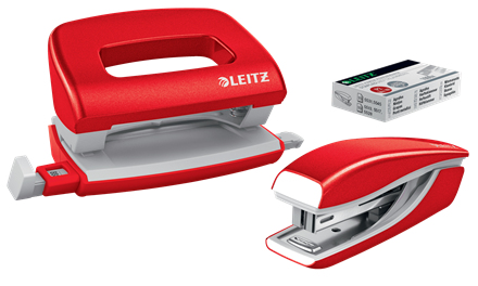 LEITZ Locher und Heftgeräte Set NeXXt WOW rot