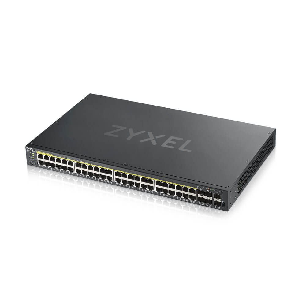 ZYXEL GS1920-48HPv2 52 Port Smart Managed PoE Switch 48x Gigabit Copper PoE and 4x Gigabit dual pers