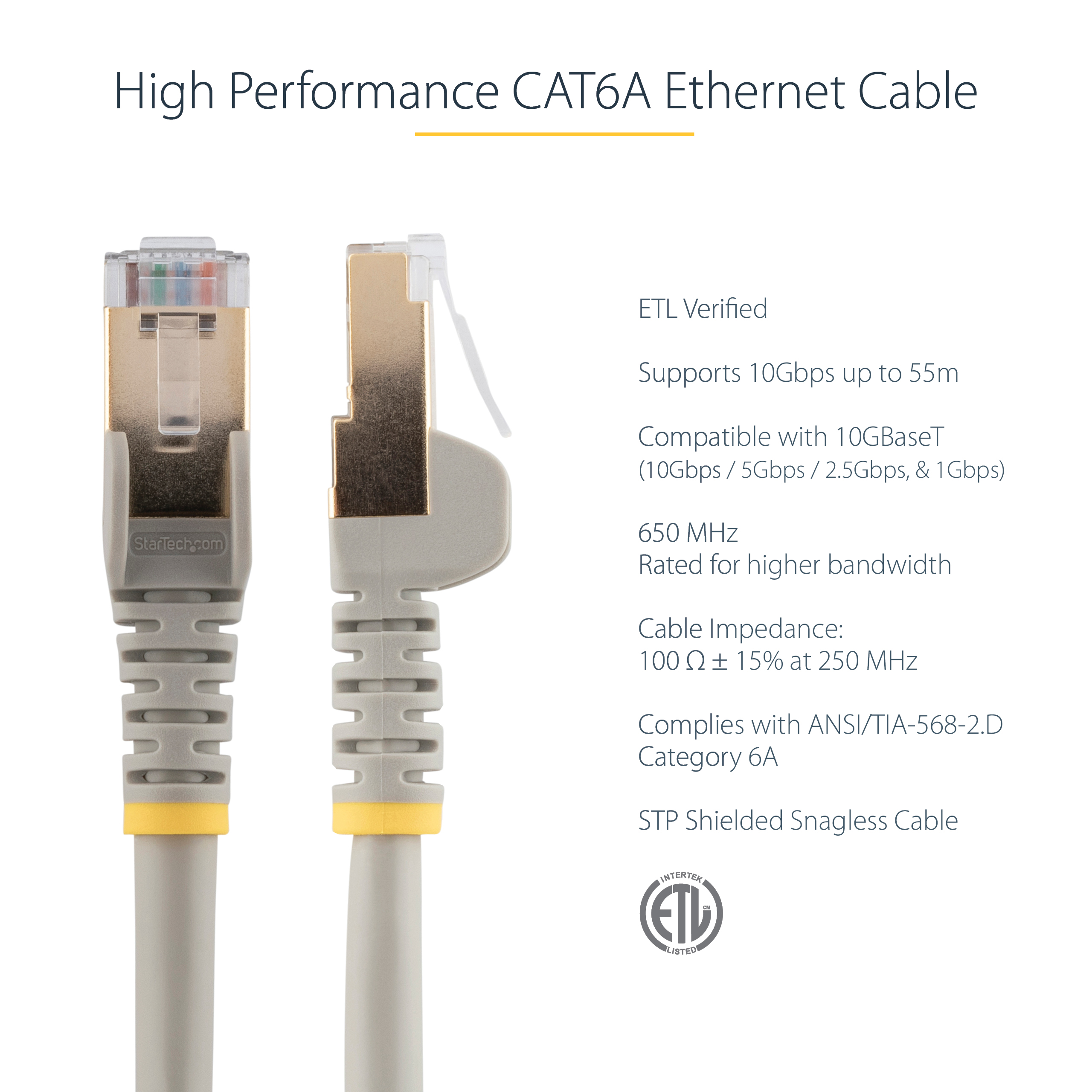 7M CAT6A ETHERNET CABLE GREY GREY - SHIELDED COPPER WIRE