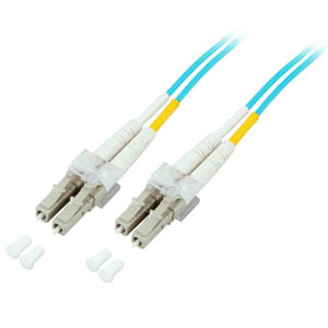 EFB LWL Kabel Duplex Jumper LC-LC 50/125 OM3 3 Meter LSZH Halogenfrei aqua 2.0mm geprueft mit Messprotokoll