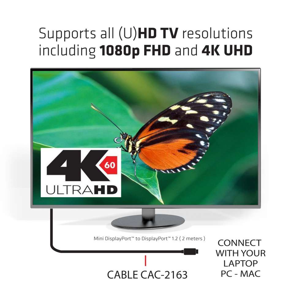 Club3D Kabel MiniDP 1.2  DP 1.2 2m 4K60Hz St/St Polybeutel