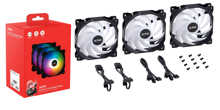 Lüfter XPG VENTO 120 (120mm ARGB PWM Fan 3er) schwarz retail