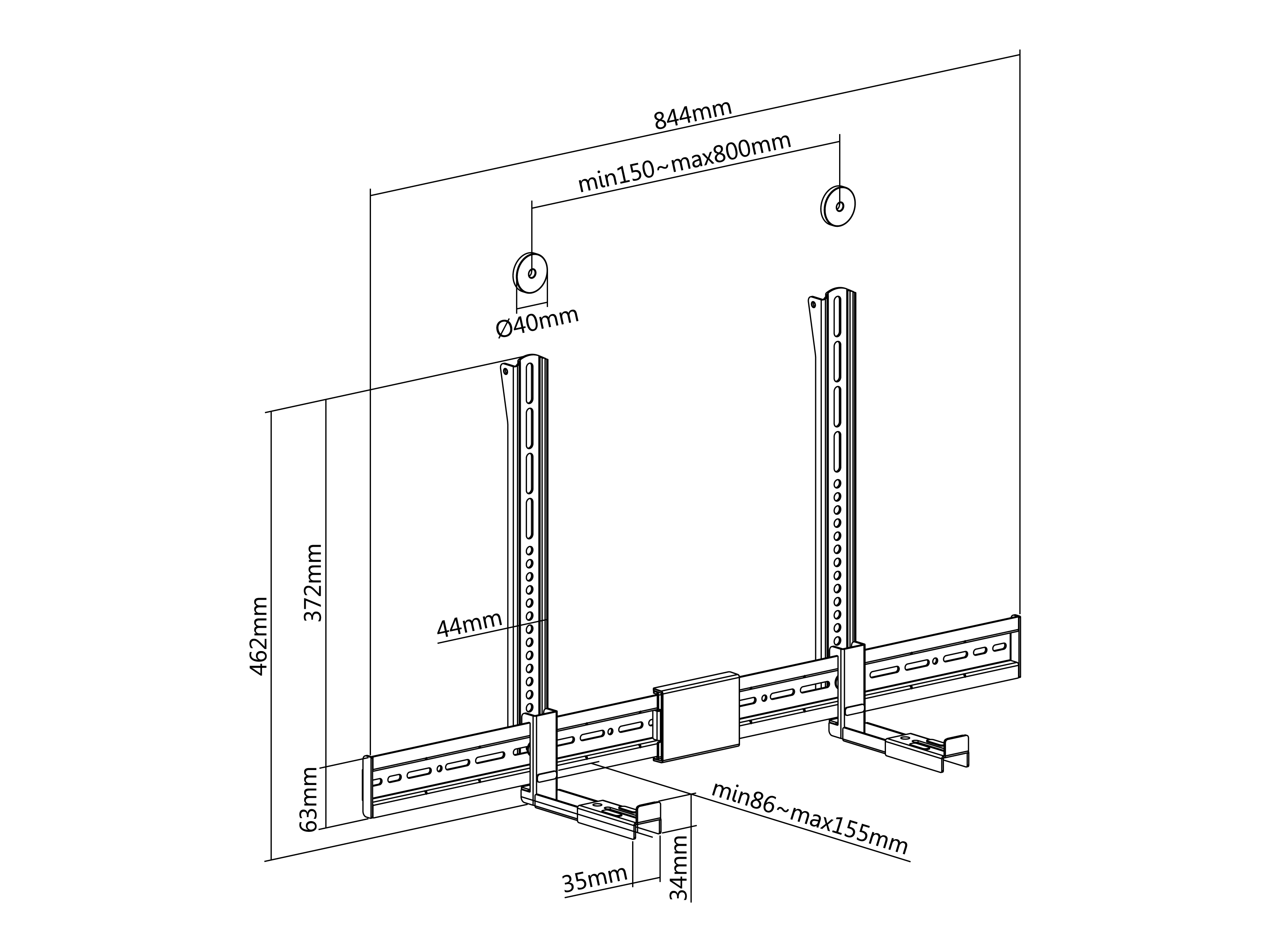 Equip Uni. Soundbar-Wandhalt. 800x400mm 15Kg schwarz lite Retail