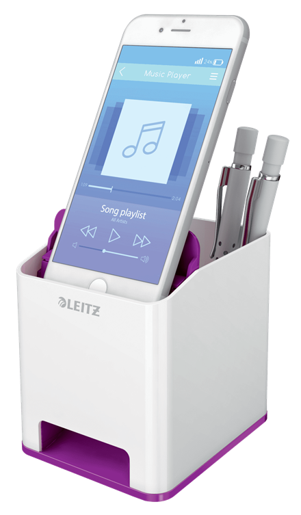 LEITZ Stiftehalter WOW Duo Colour perlweiß/violett Polystyrol 2 Fächer 9,0 x 10,1 x 10,0 cm