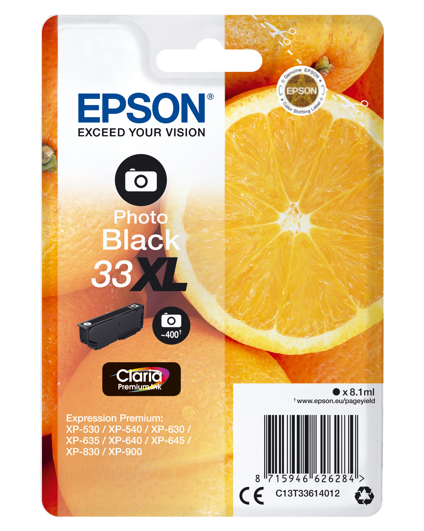 EPSON 33XL / T3361XL (Orangen) photo schwarz Druckerpatrone