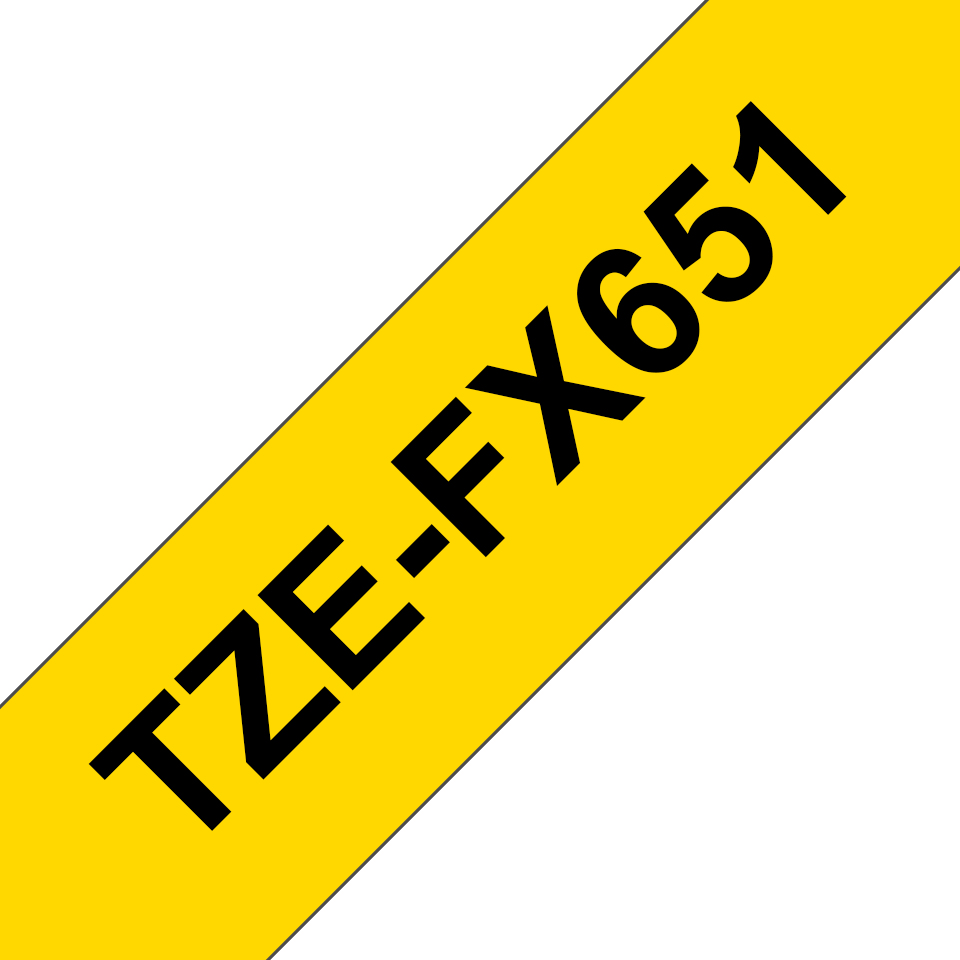 TZE-FX651 LAMINATED TAPE 24 MM BLACK ON YELLOW / FLEXI-TAPES