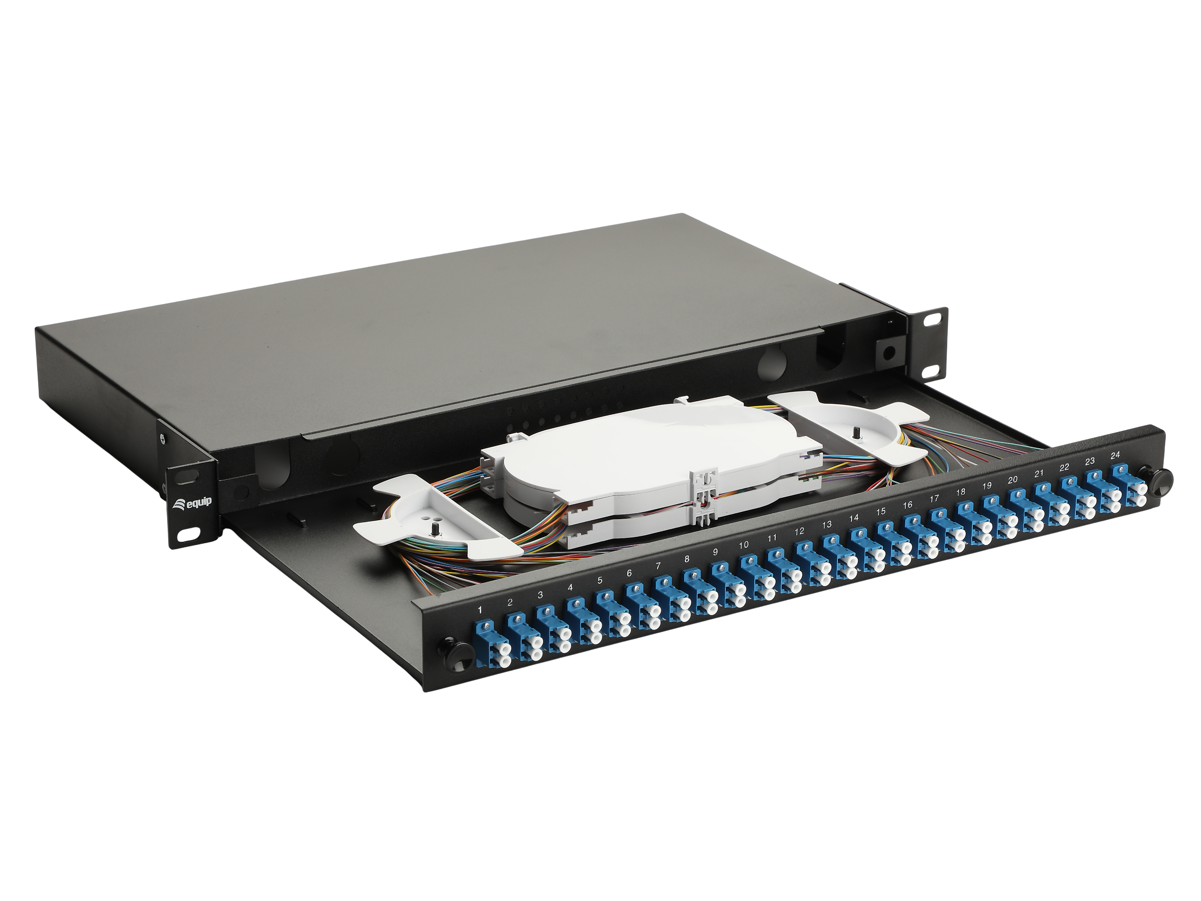 Equip LWL-Spleißkasten 24-Port LC-Duplex OS2 1U komplett sw
