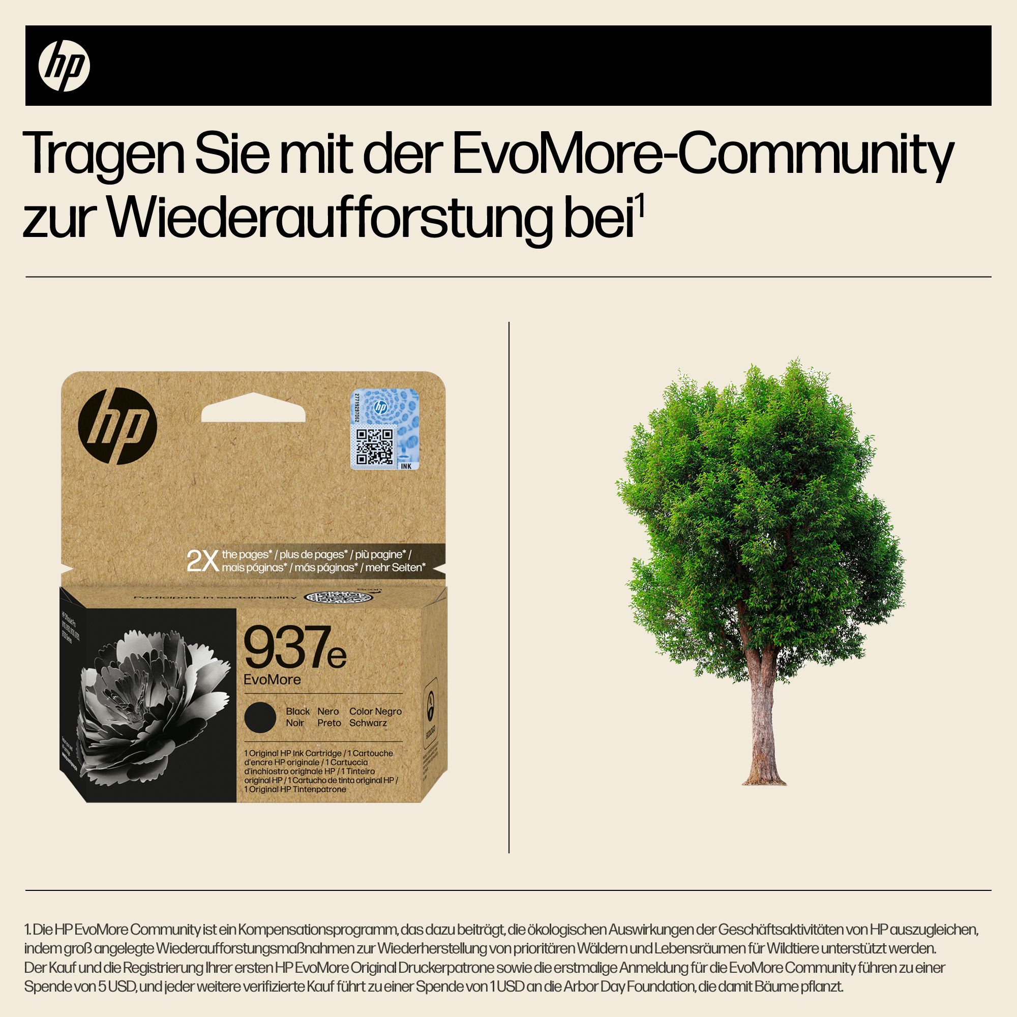 HP 937e Schwarz Tintenpatrone EvoMore