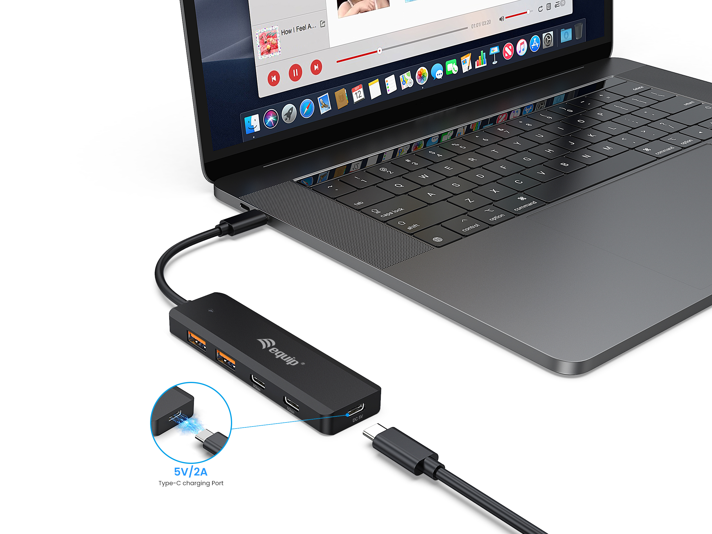 Equip 4-Port USB-C3.2-Hub->2xUSB-A 3.2/2xUSB-C/USB-C 10Gbps