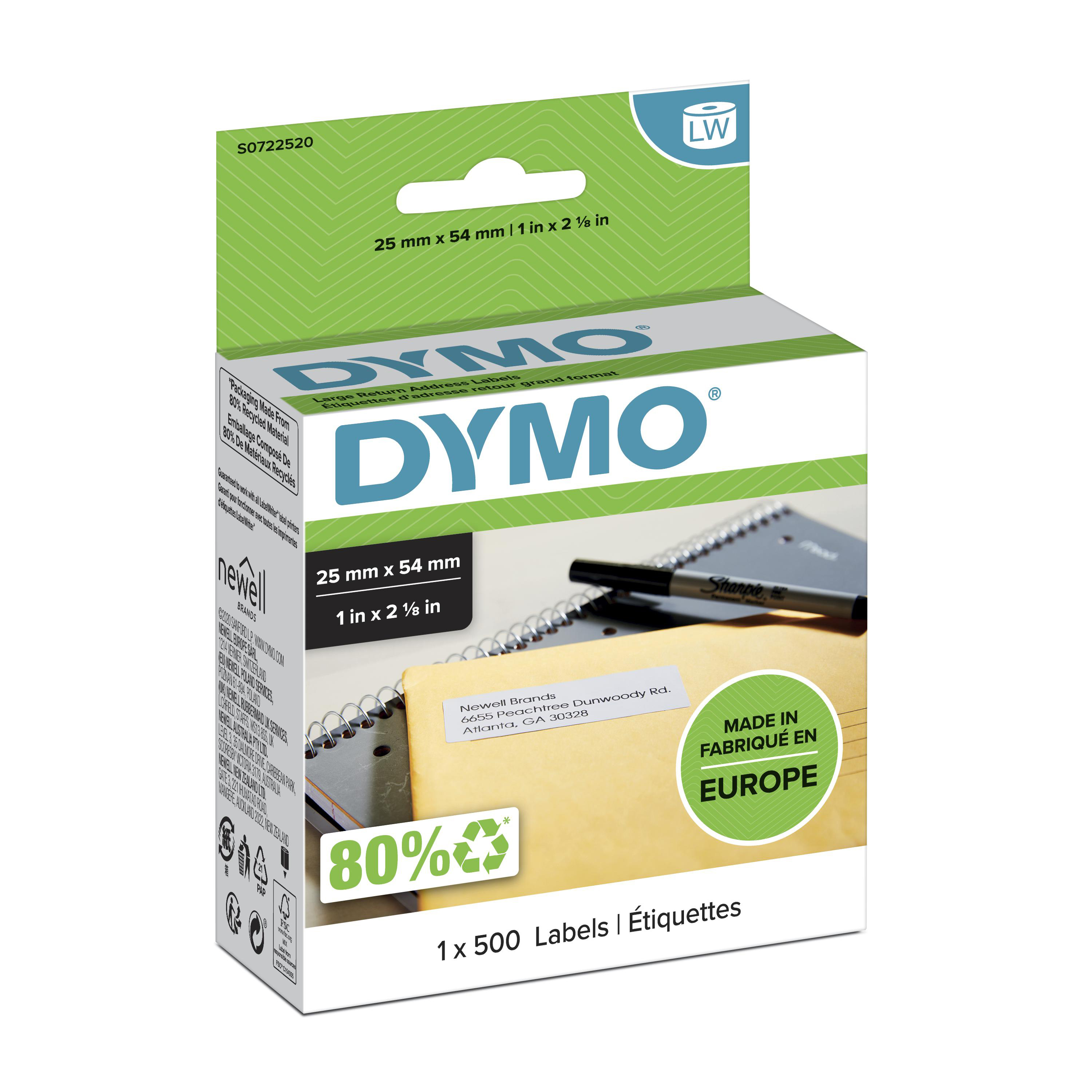 DYMO LW-Rücksendeadress-Etiketten groß 25x54mm 500St/Rolle