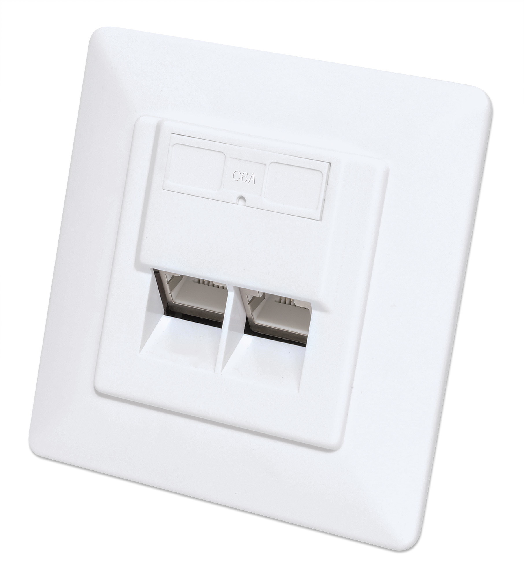 INTELLINET 2-Port Cat6a 10G RJ45-Unterputzdose STP weiß