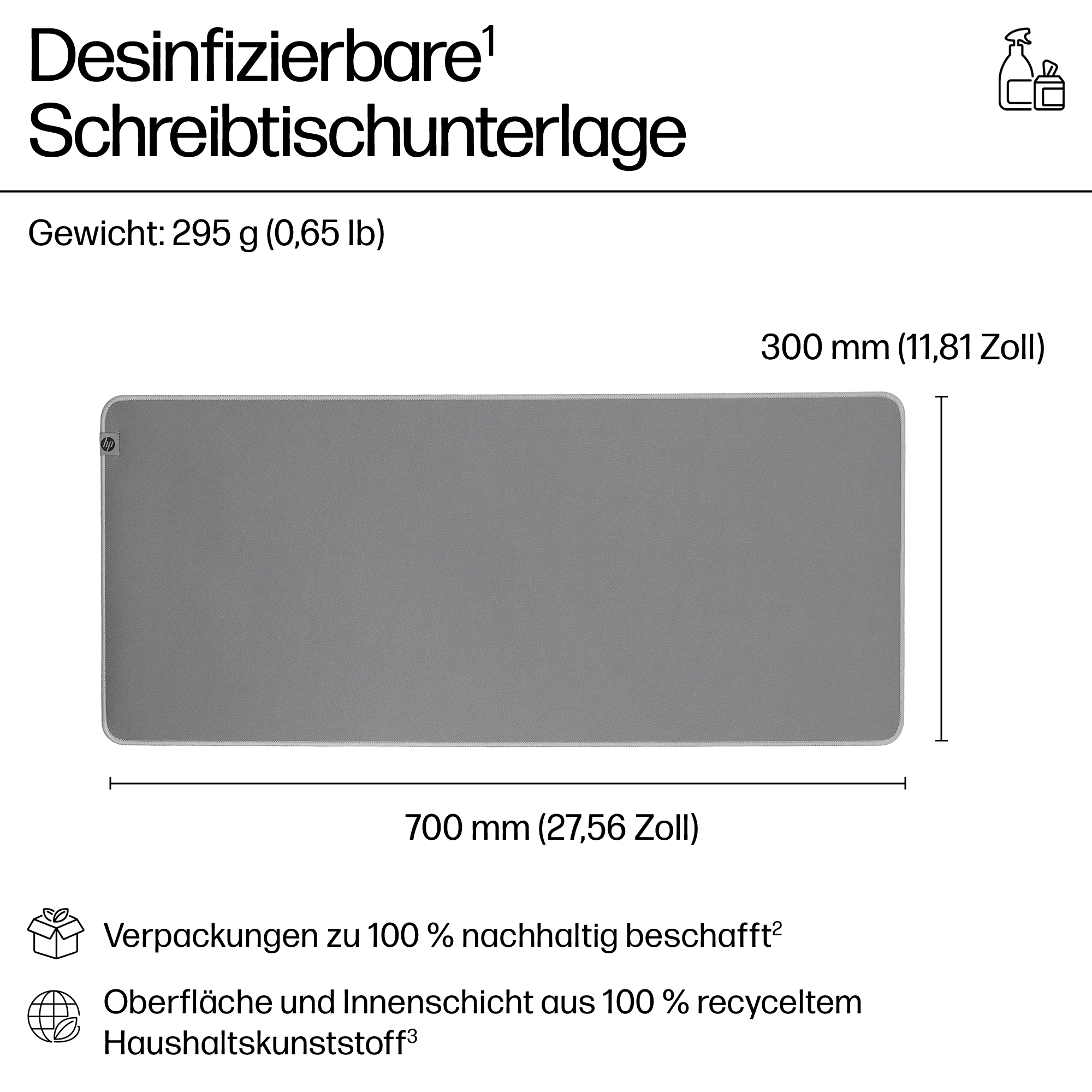 HP 200 Sanitizable Desk Mat (P)