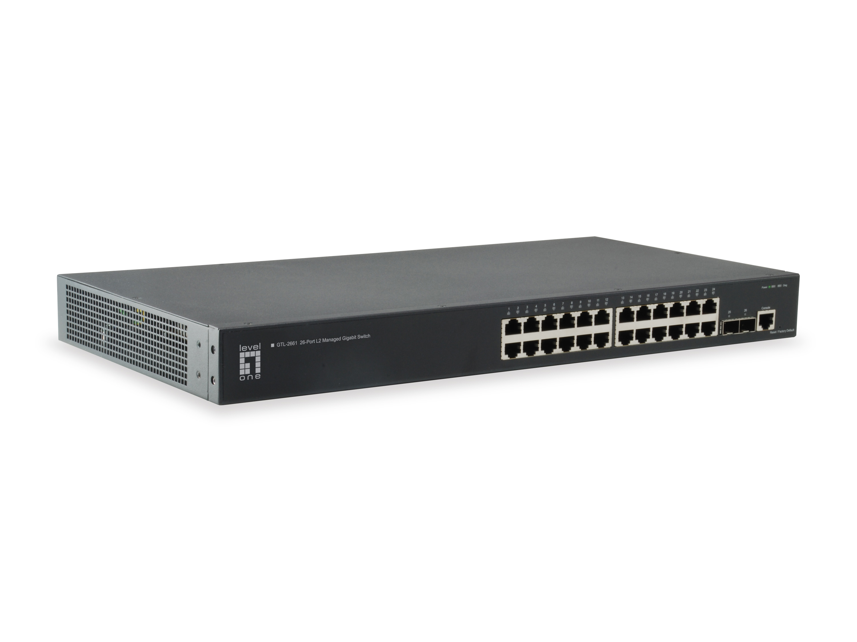 LevelOne Switch 24xGE/2x10GSFP+ KILBY 19 Managed L2