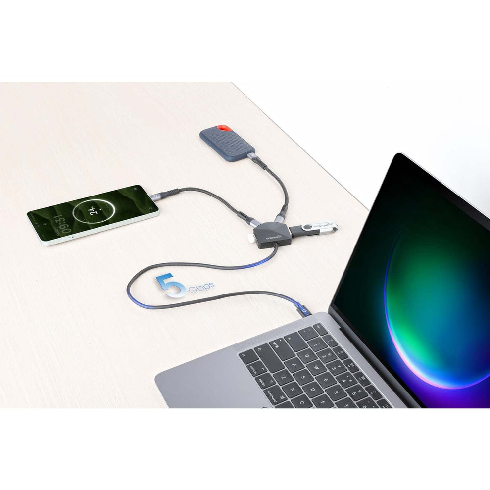 MANHATTAN 4-Port USB-C/-A Kombo-Hub USB-C-Stecker auf zwei USB-C-Ports und zwei USB-A-Ports 5 Gbit/s Aluminium schwarz