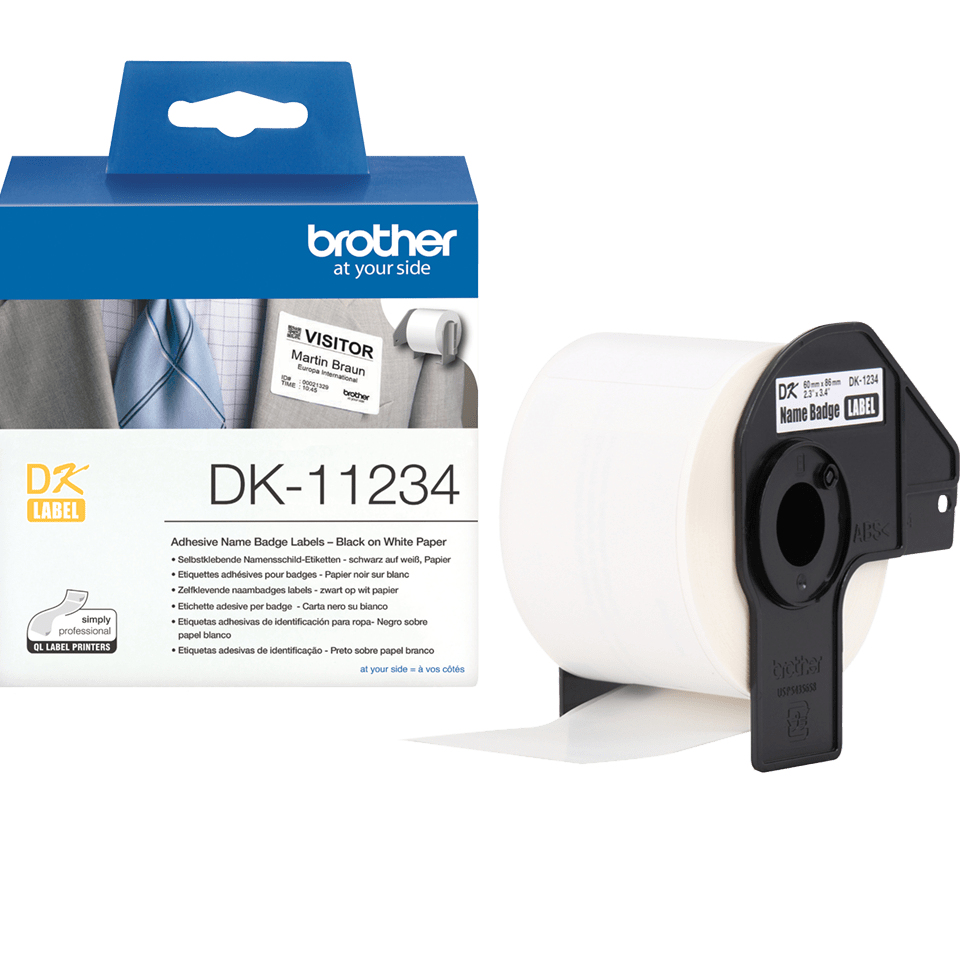 DK-11234 NAME BADGE LABELS 260 ST/ROLL 60X86 F/ QL-SERIES