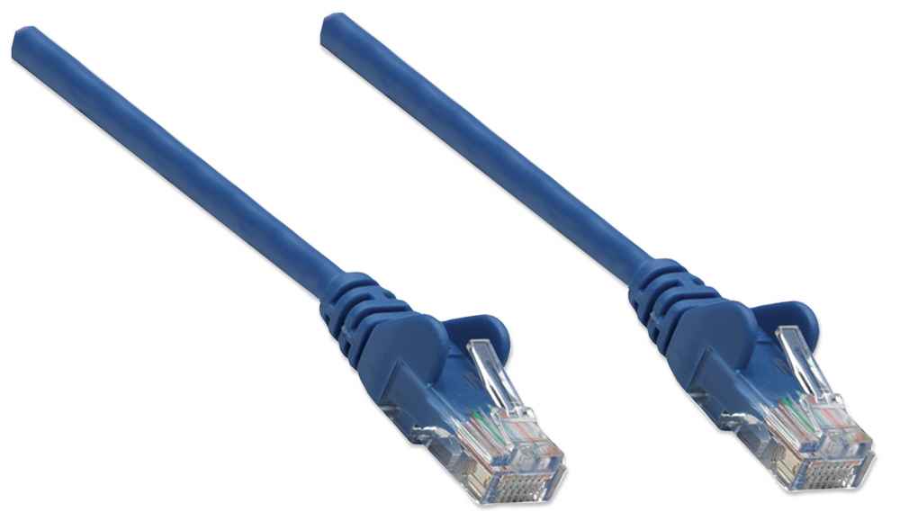 INTELLINET Patchkabel RJ45 U/UTP Cat6 0.50m Hebelschutz blau