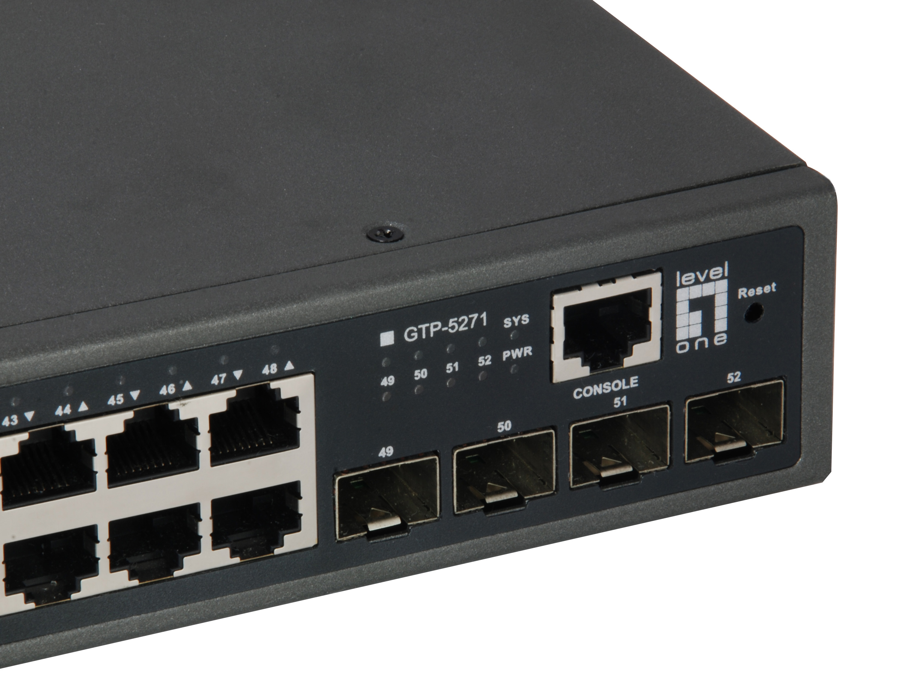 LevelOne PoE+Switch 48xGE PoE/4x10GSFP 400W 19 Managed L3