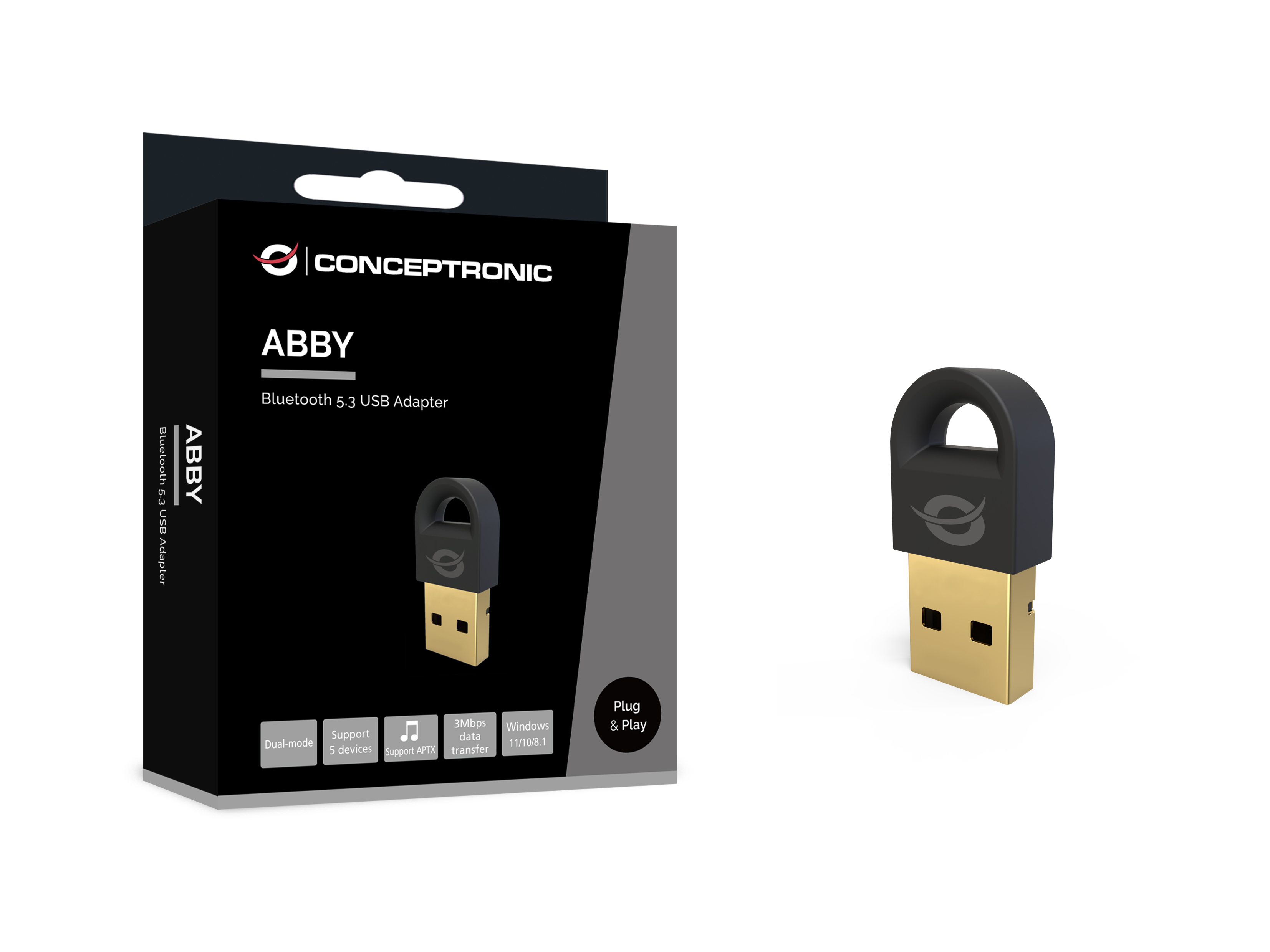 CONCEPTRONIC Bluetooth5.3 Adapter USB 20m schwarz