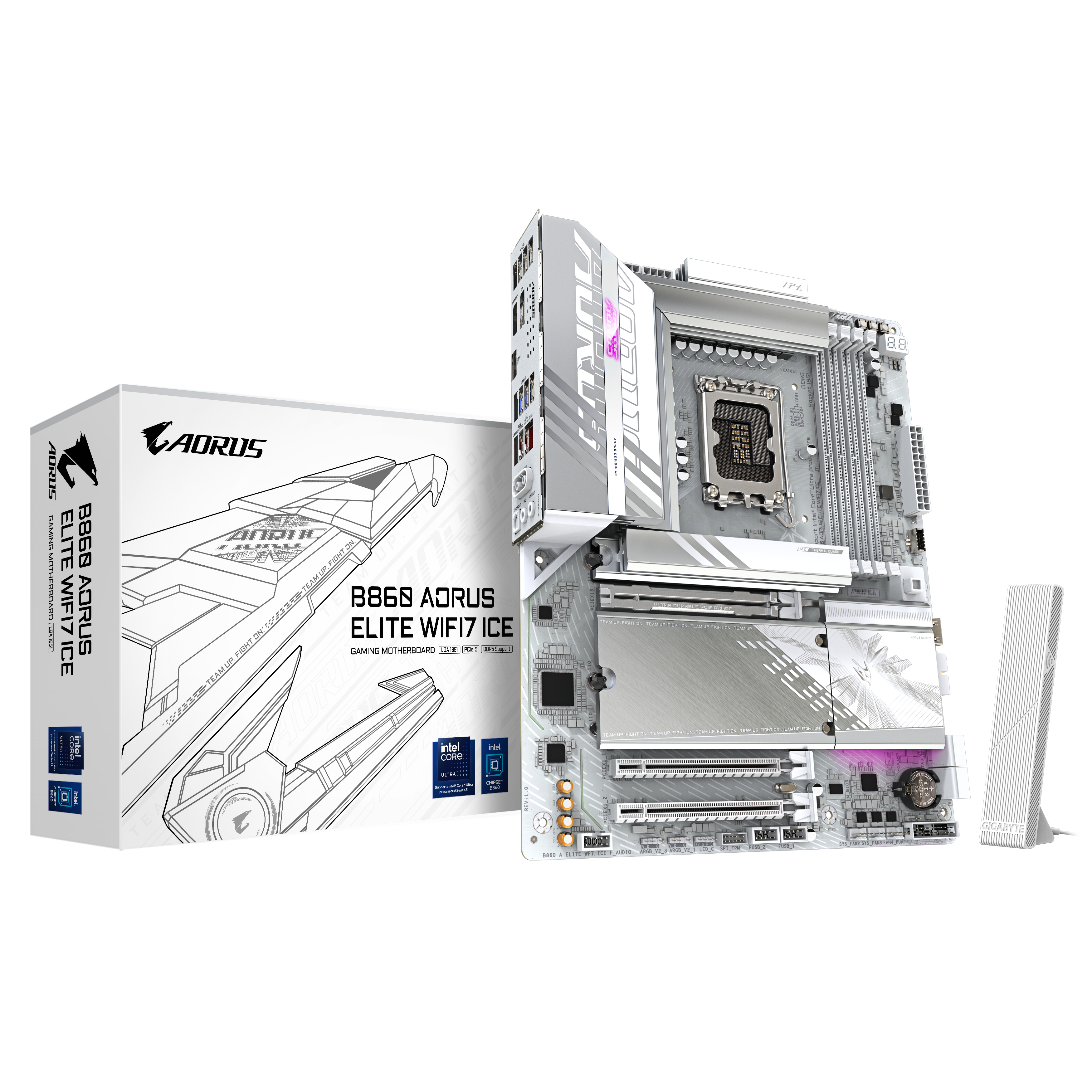 GIGABYTE B860 A ELITE WF7 ICE LGA1851 4xDDR5 ATX HDMI DP WIFI USB MB