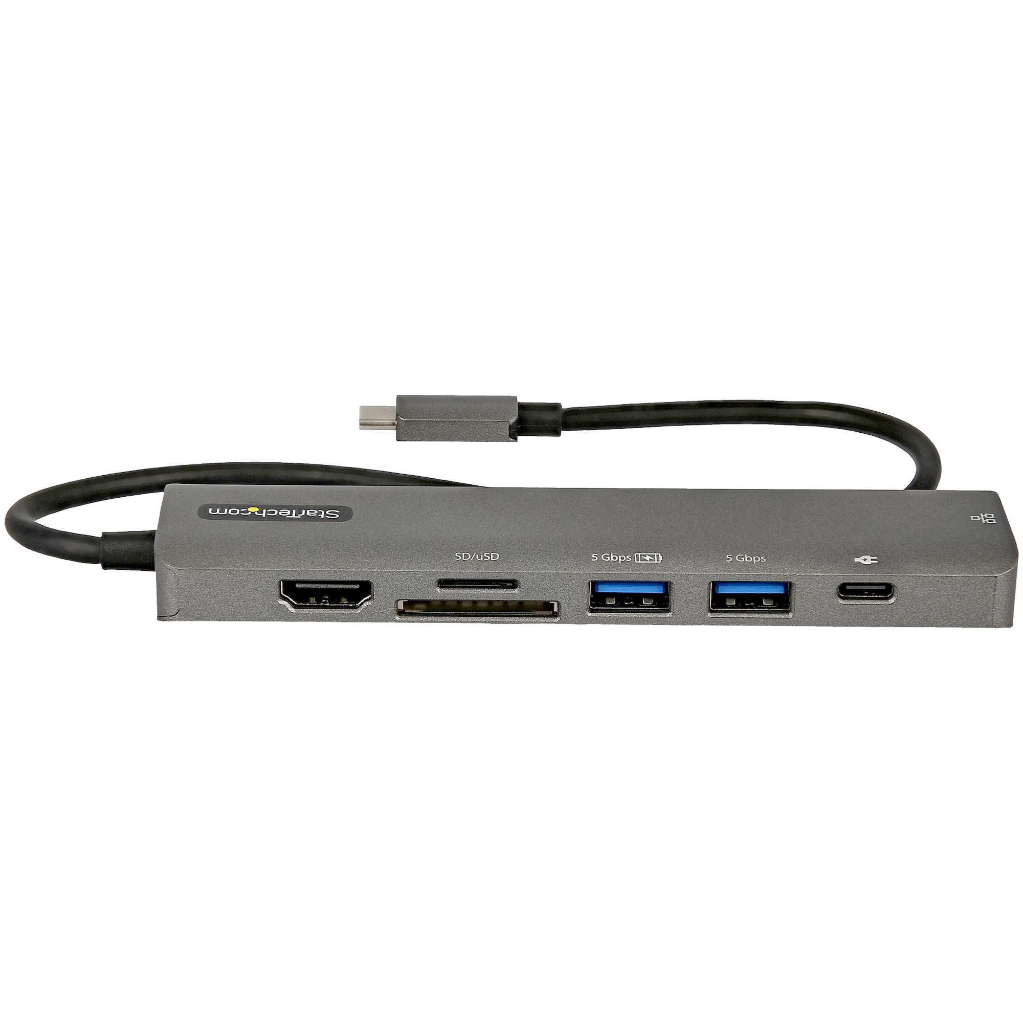 STARTECH.COM USB-C Multiport Adapter USB-C to 4K 60Hz HDMI 2.0 100W PD Pass-through SD GbE USB-C Mini Dock 30cm cable