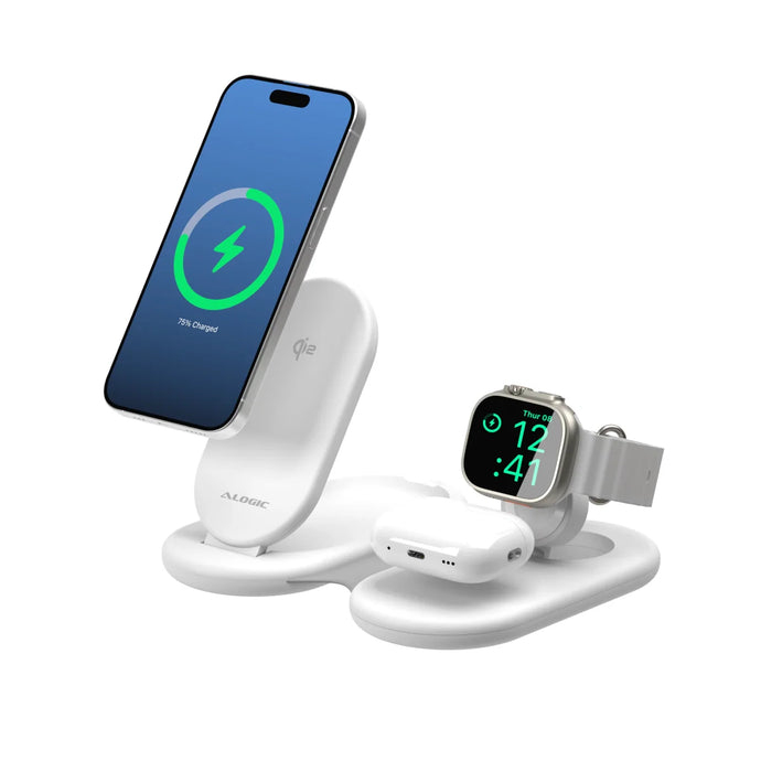 PACKAWAY 3IN1 QI2 WIRELESS CHARGING STAND WHITE