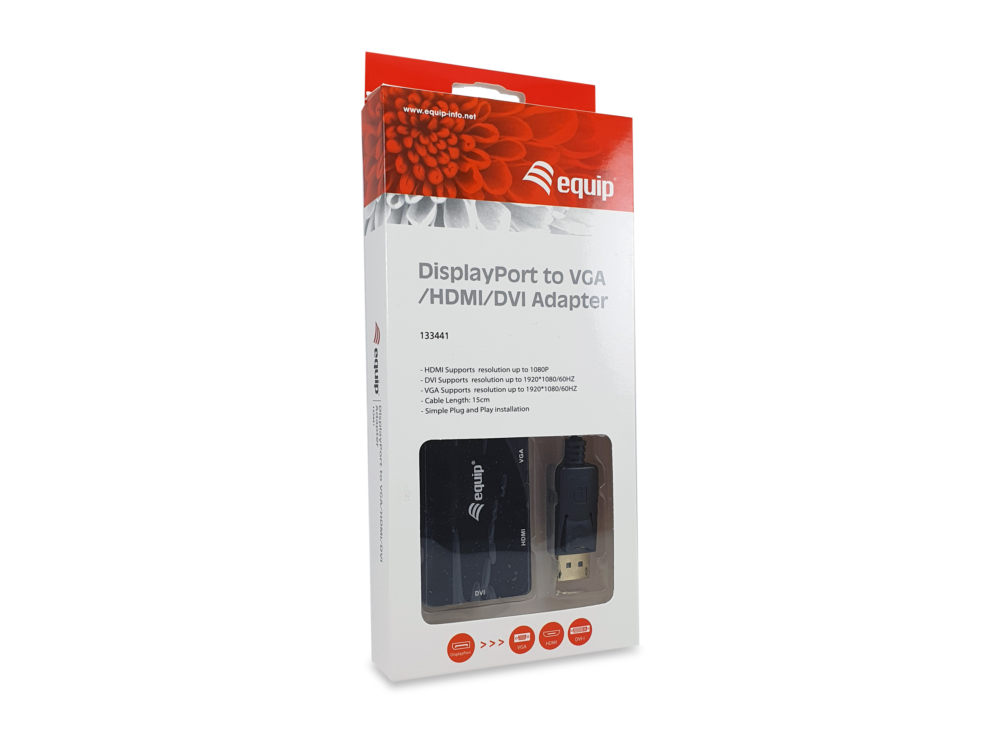 Equip Dock 3-1 DisplayPort->HDMI/VGA/DVI 0.15m