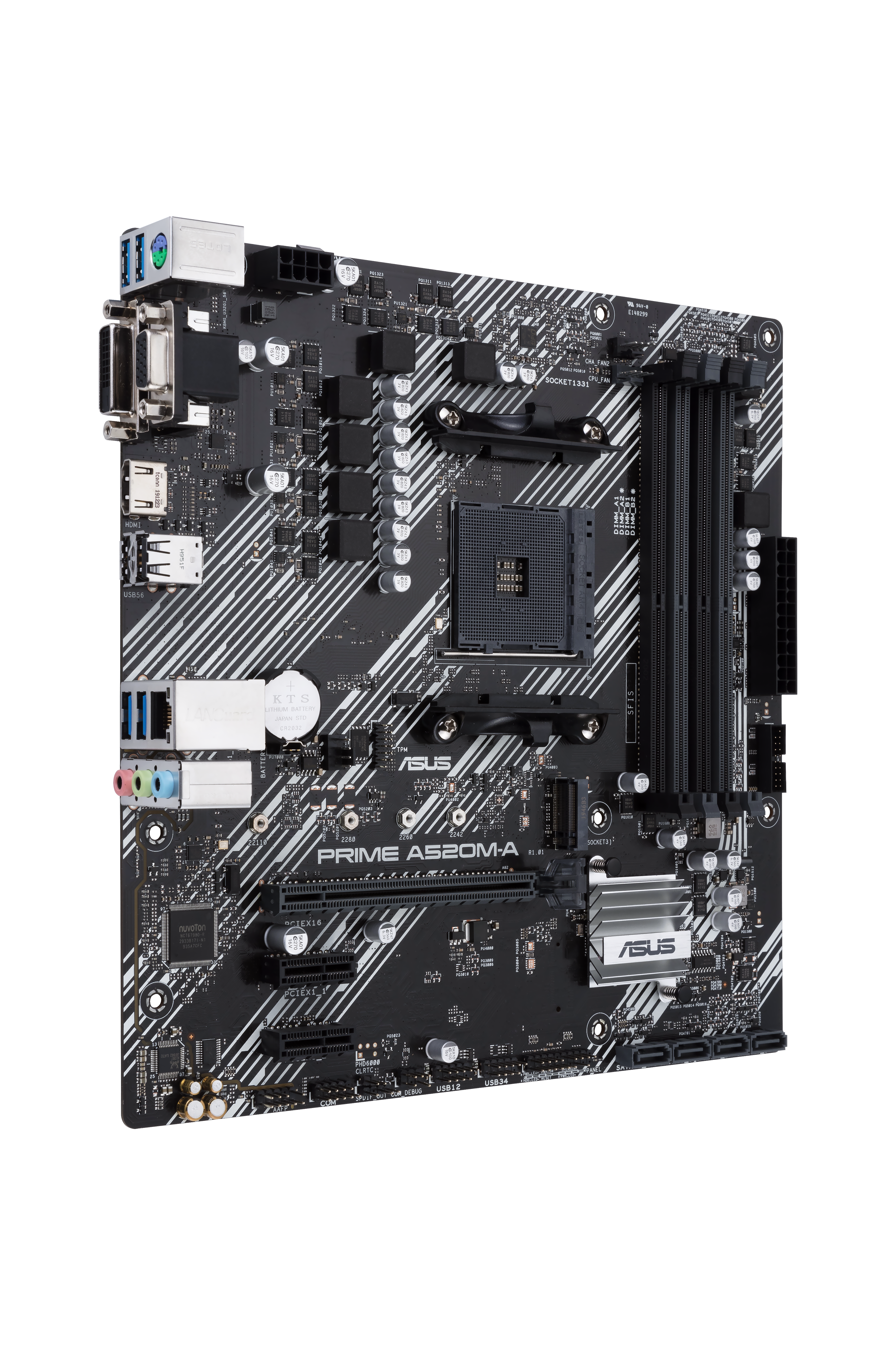 ASUS PRIME A520M-A II/CSM AMD A520 Socket AM4 mATX motherboard features M.2 DP HDMI D-Sub SATA 6 Gbps USB 3.2 Gen 1 ports